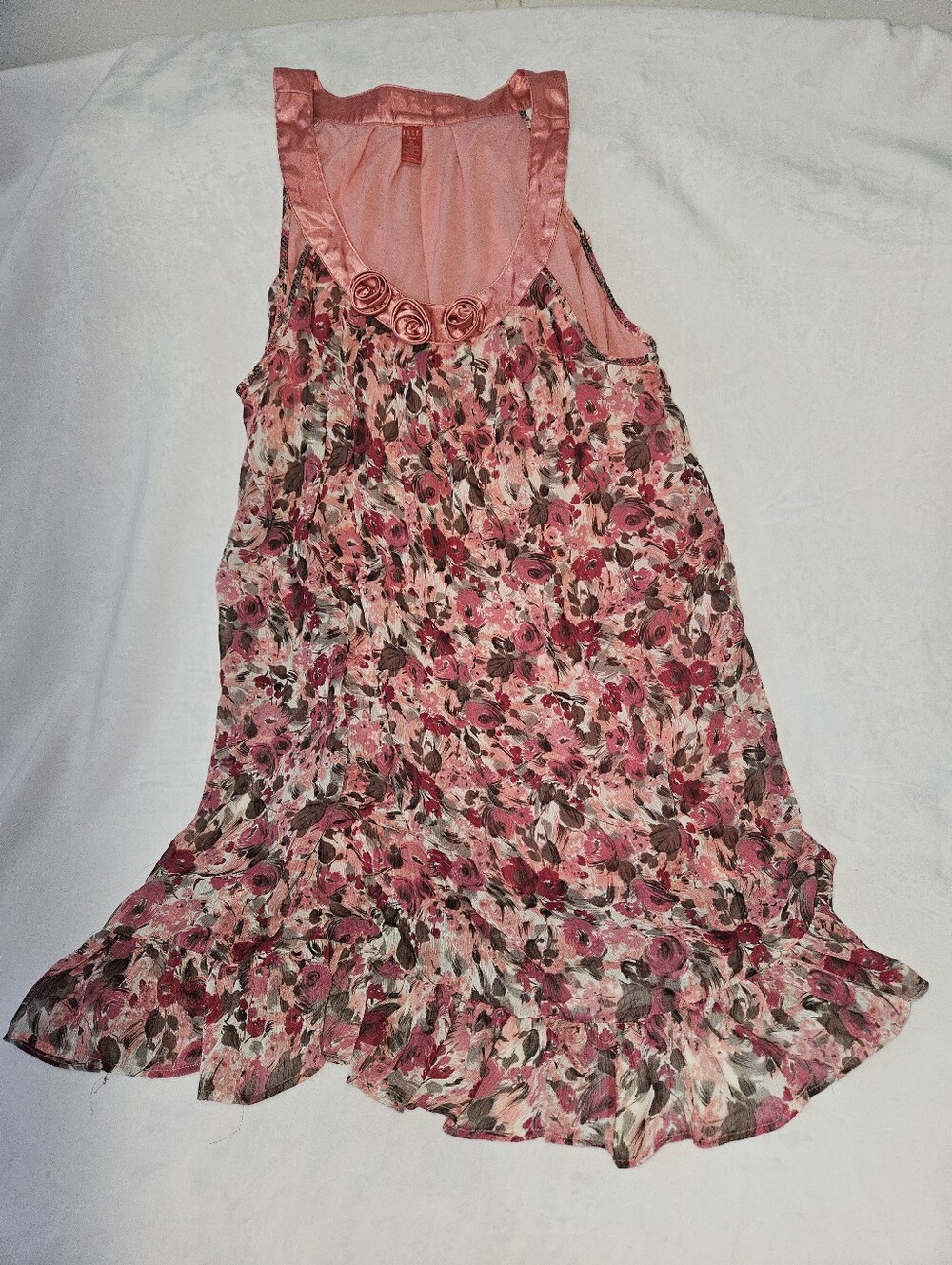 Girls Pink Floral Ruffle Sleepware